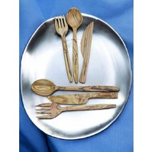 F&S WoodArt Zeytin Ağacı 6 Parça 2 Kişilik Set Bıçak - Çatal - Kaşık Servis Sofra seti