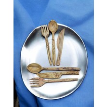 F&S WoodArt Zeytin Ağacı 6 Parça 2 Kişilik Set Bıçak - Çatal - Kaşık Servis Sofra seti