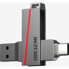Hıksemı Dual Slim, HS-USB-E307C, 128GB, USB 3.2, Type-C, Metal Kasa, Sağlam ve Ince Gövde, Flash Disk