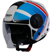 Kask Sway SW737 Double Yarım White Blue Red