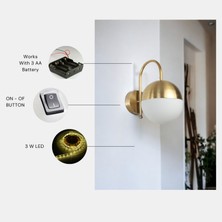 Yeni Küre Pilli Aplik Eskitme Beyaz Camlı