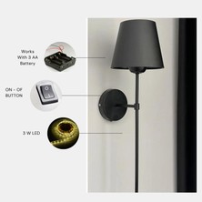 Yeni Lüx Siyah Pilli Siyah Abajurlu Aplik