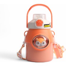 Çocuk Crossbody Büyük Kapasiteli Paslanmaz Çelik Pipetli Termos Bardak (Ithal)