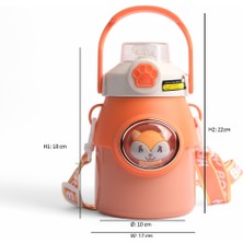 Çocuk Crossbody Büyük Kapasiteli Paslanmaz Çelik Pipetli Termos Bardak (Ithal)