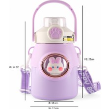Çocuk Crossbody Büyük Kapasiteli Paslanmaz Çelik Pipetli Termos Bardak (Ithal)