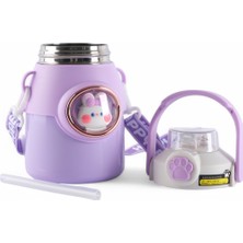 Çocuk Crossbody Büyük Kapasiteli Paslanmaz Çelik Pipetli Termos Bardak (Ithal)