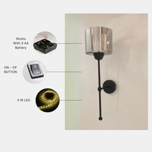 Yeni Sahra Pilli Siyah Füme Camlı Aplik