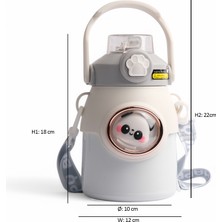 Çocuk Crossbody Büyük Kapasiteli Paslanmaz Çelik Pipetli Termos Bardak (Ithal)