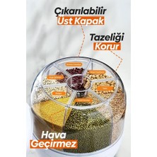 Elasya Hediyelik 360° Dönebilen Kuru Gıda ve Bakliyat Organizeri 6 Bölmeli Hava Geçirmez Saklama Kabı 6 Lt
