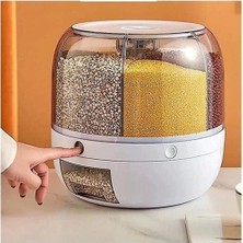 Elasya Hediyelik 360° Dönebilen Kuru Gıda ve Bakliyat Organizeri 6 Bölmeli Hava Geçirmez Saklama Kabı 6 Lt