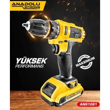 Anadolu Strong ANS1081 24 W Çift Akülü Li-Ion Bataryalı Yüksek Torklu Aksesuarlı Vidalama Matkap