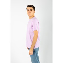 Kesik Etiket Za** Bisiklet Yaka T-Shırt Pembe