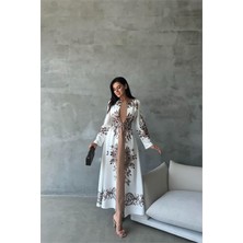 Dipmoda Kadın Yazlık Babel Kumaş Desenli Uzun Elbise DPMS42127