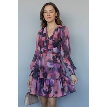 Dipmoda Kadın Mini Boy Astarlı Şifon Elbise DPMY3317