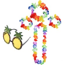 ENG Nessiworld Renkli Ananas Gözlük, Taç, Kolye ve Bileklik Seti