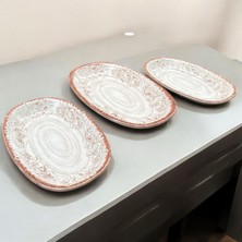 Bernardo Bellini Fine Bone Porselen 3 Parça Kayık  Tabak Servis Set Turuncu