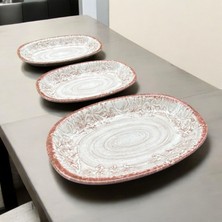 Bernardo Bellini Fine Bone Porselen 3 Parça Kayık  Tabak Servis Set Turuncu