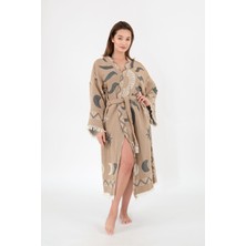 Befera Design Müslin Kimono %100 Pamuklu Güneş Desenli Jakarlı Bornoz Kaftan Sabahlık