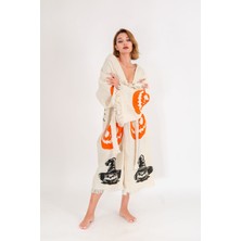 Befera Design Halloween Müslin Kimono %100 Pamuklu Bornoz Kaftan Sabahlık