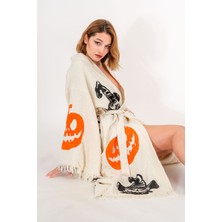 Befera Design Halloween Müslin Kimono %100 Pamuklu Bornoz Kaftan Sabahlık