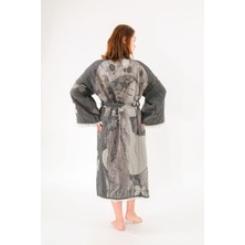 Befera Design Müslin Kimono %100 Pamuklu Kadın Desenli Jakarlı Bornoz Kaftan Sabahlık