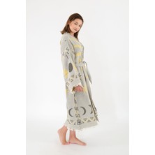 Befera Design Müslin Kimono %100 Pamuklu Güneş Desenli Jakarlı Bornoz Kaftan Sabahlık