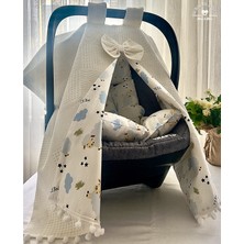 More And Mori Bebek %100 Pamuk Poplin Puset Minderi_ Bulut Desenli