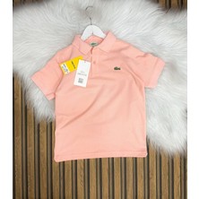 Cg Kids Lacoste Kumaş Polo Yaka Kısa Kollu Unisex  Kız Erkek Çocuk T-Shirt Pembe Lacivert 2 Renk