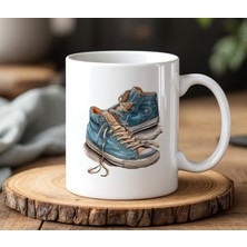 BB Design Ayakkabı Tasarımlı Beyaz Seramik Baskılı Kupa Bardak 330 ml