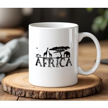 BB Design Africa Tasarımlı Beyaz Seramik Baskılı Kupa Bardak 330 ml