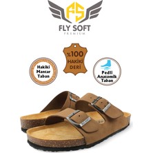 Fly Soft Milano Deri Erkek Terlik Vizon