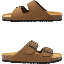 Fly Soft Milano Deri Erkek Terlik Vizon