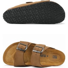 Fly Soft Milano Deri Erkek Terlik Vizon