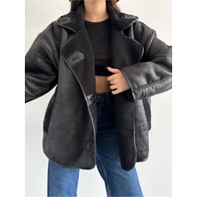 Dokulu Süet Içi Kürk Oversize Zr Mont