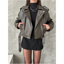 Meecy Kadın Oversize Kemerli Kadın Yeni Tarz Ceket