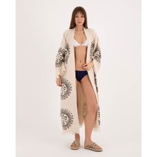 Befera Design Müslin Kimono %100 Pamuklu Güneş Baskılı Desenli Bornoz Kaftan Sabahlık