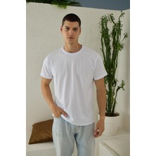 Erkek Kısa Kol Regular Fit Beyaz T-Shirt C0T1N5
