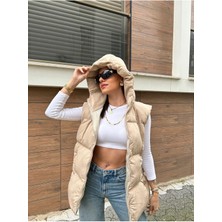 Kadın Krem Oversize Şişme Yelek