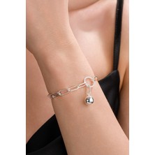 TMT Silver Gümüş Toplu Zirkon Taşlı Yuvarlak Halkalı Ataç Zincir Hallow Taşsız Sade Bileklik