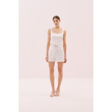 Yüksek Bel Kemerli Şort Beyaz Y2512619_002