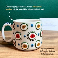 Tuana Trend Kütahya Çini Nazar Boncuğu Motifli Seramik Bardak Kabartmalı  El İşçiliği Çini Bardak