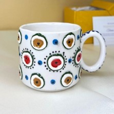 Tuana Trend Kütahya Çini Nazar Boncuğu Motifli Seramik Bardak Kabartmalı  El İşçiliği Çini Bardak
