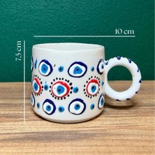 Tuana Trend Kütahya Çini Nazar Boncuğu Motifli Seramik Bardak Kabartmalı  El İşçiliği Çini Bardak