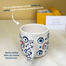 Tuana Trend Kütahya Çini Nazar Boncuğu Motifli Seramik Bardak Kabartmalı  El İşçiliği Çini Bardak
