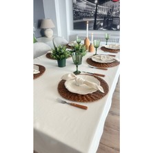 Decamor Home Pamuklu Dertsiz Leke Tutmaz Sıvı Geçirmez Kumaş Ekru Masa Örtüsü