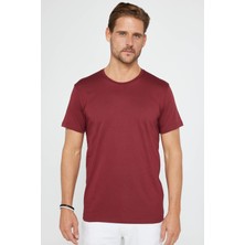 Unisex 5'li Paket Lacivert-Haki-Bordo-Tarçın-Vizon Slim Fit Dar Kesim %100 Pamuk Bisiklet Yaka Tişört