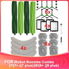 Whimsy1 Irobot Roomba Combo J7/j7+ J7 Plus/j9/j9+ J9 Plus Robot Süpürge Aksesuarları, Silindir Fırçalar, Paspas Pedleri, Toz Torbaları (Yurt Dışından)