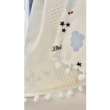 More And Mori Bebek %100 Pamuk Poplin Waffle Puset Örtüsü- Koyun Mv Desenli