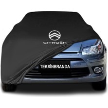 Citroen C4 (2004 - 2010) Siyah Kumaş Araba Branda Logolu Kumaş Araba Brandası Penye Oto Branda