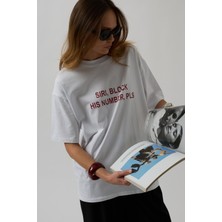 Ön Baskılı Oversize Beyaz T-Shirt